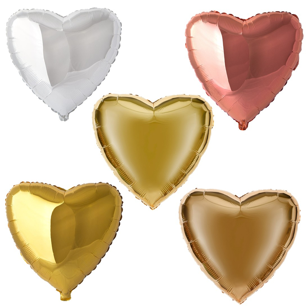 Фольгированный шар-сердце, металлик, серебро/золото, 46 см