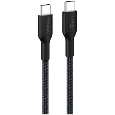 BELKIN C - C CBL 240W 2.0, BRAIDED PCR, 2M, BLACK