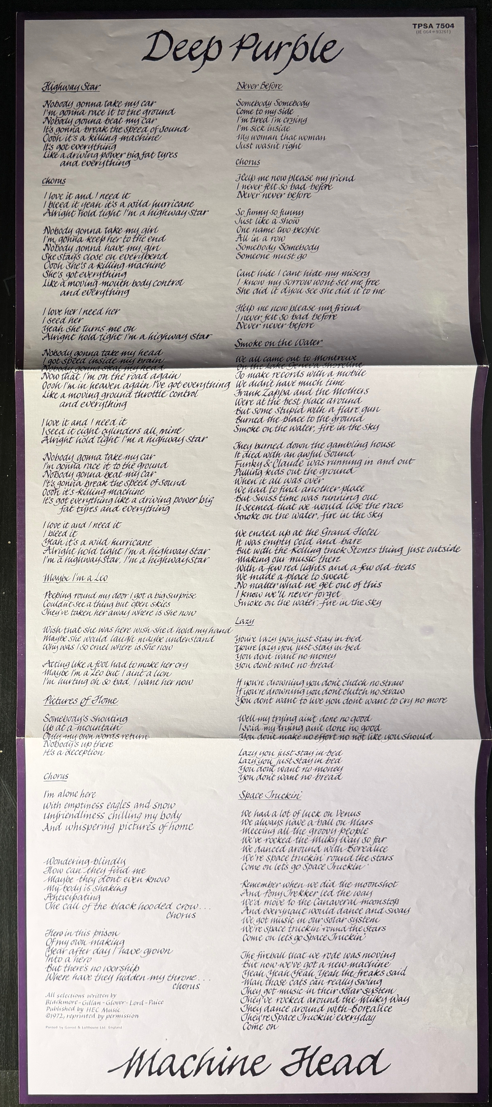 Deep Purple ‎– Machine Head (Англия 1972г.)