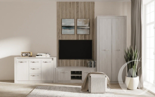 Гостиная "Монако" (ясень белый/F12) Комплектация 3