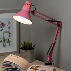 Настольный светильник ЭРА N-121-E27-40W-P Е27 на струбцине розовый