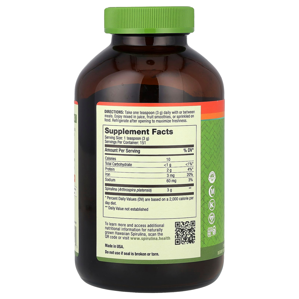 Nutrex Hawaii, Pure Hawaiian Spirulina, гавайская спирулина в порошке, 454 г (16 унций)