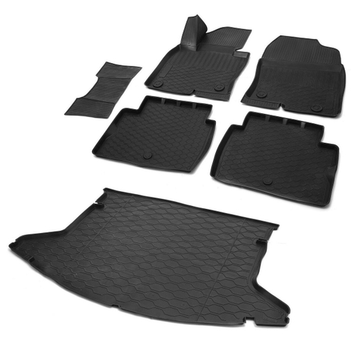 Коврики в салон и багажник автомобиля (комплект) Rival для Mazda CX-5 II поколение 2017-н.в., полиуретан, с крепежом, 6 частей, K13803004-5