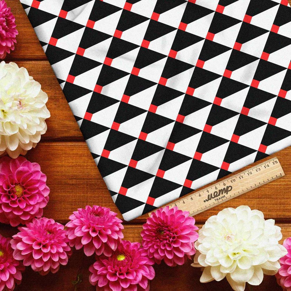 Ткань поплин геометрическая сетка