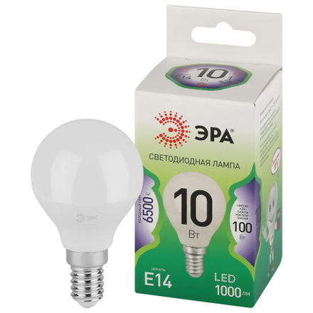 Лампочка светодиодная ЭРА GREEN LINE LED P45-10W-865-E14 GL E14 10 Вт шар холодный свет