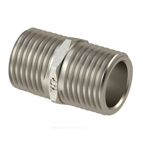 Ниппель латунь никель Ду 15 (1/2") L=37мм НР RTP (РосТурПласт) 33271