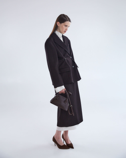 Жакет двубортный с дополнительными петлями елочка шоколад