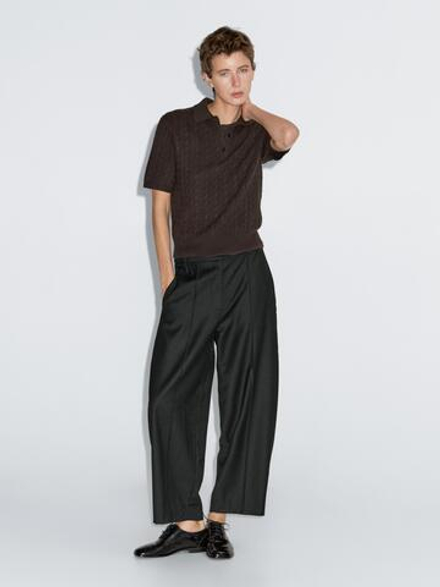 Massimo Dutti Брюки свободного кроя с эластичным поясом, черный