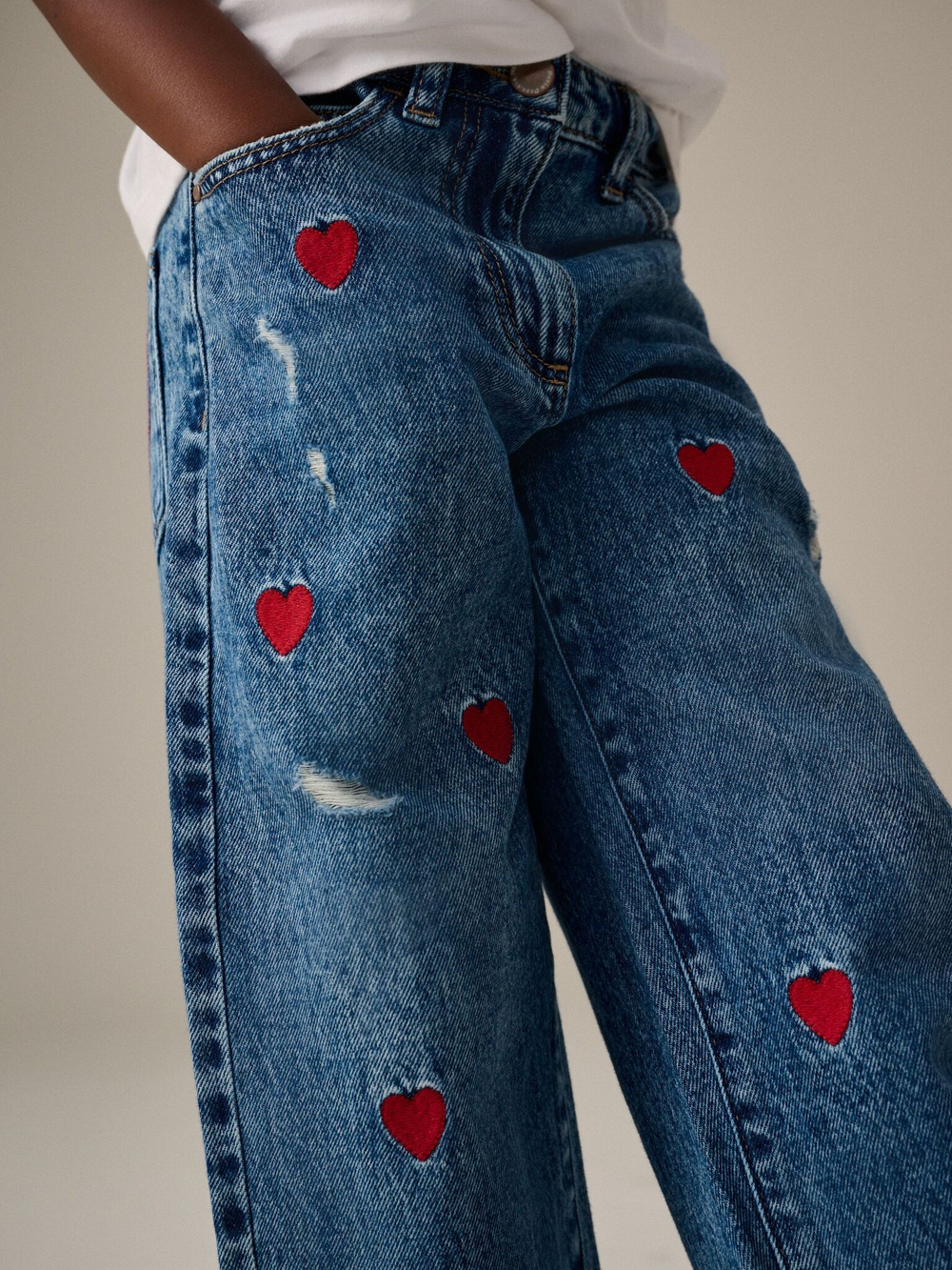 Джинсы с вышивкой для девочки Next B51-935, Синий