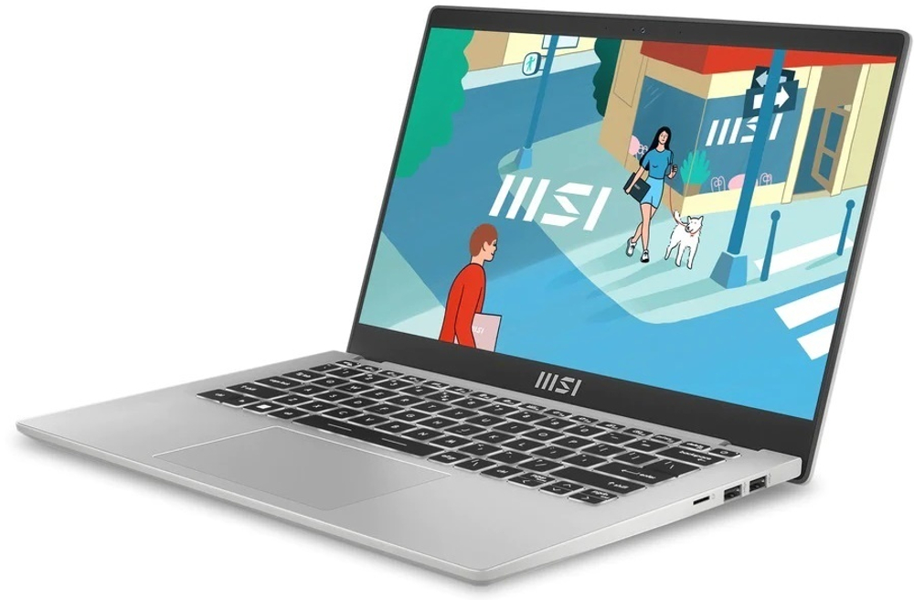 Ноутбук  MSI Modern 14 C13M-1090XRU 14 ", Core i7, 16 Гб RAM, 512 Гб SSD, Iris Xe Graphics, Серебристый