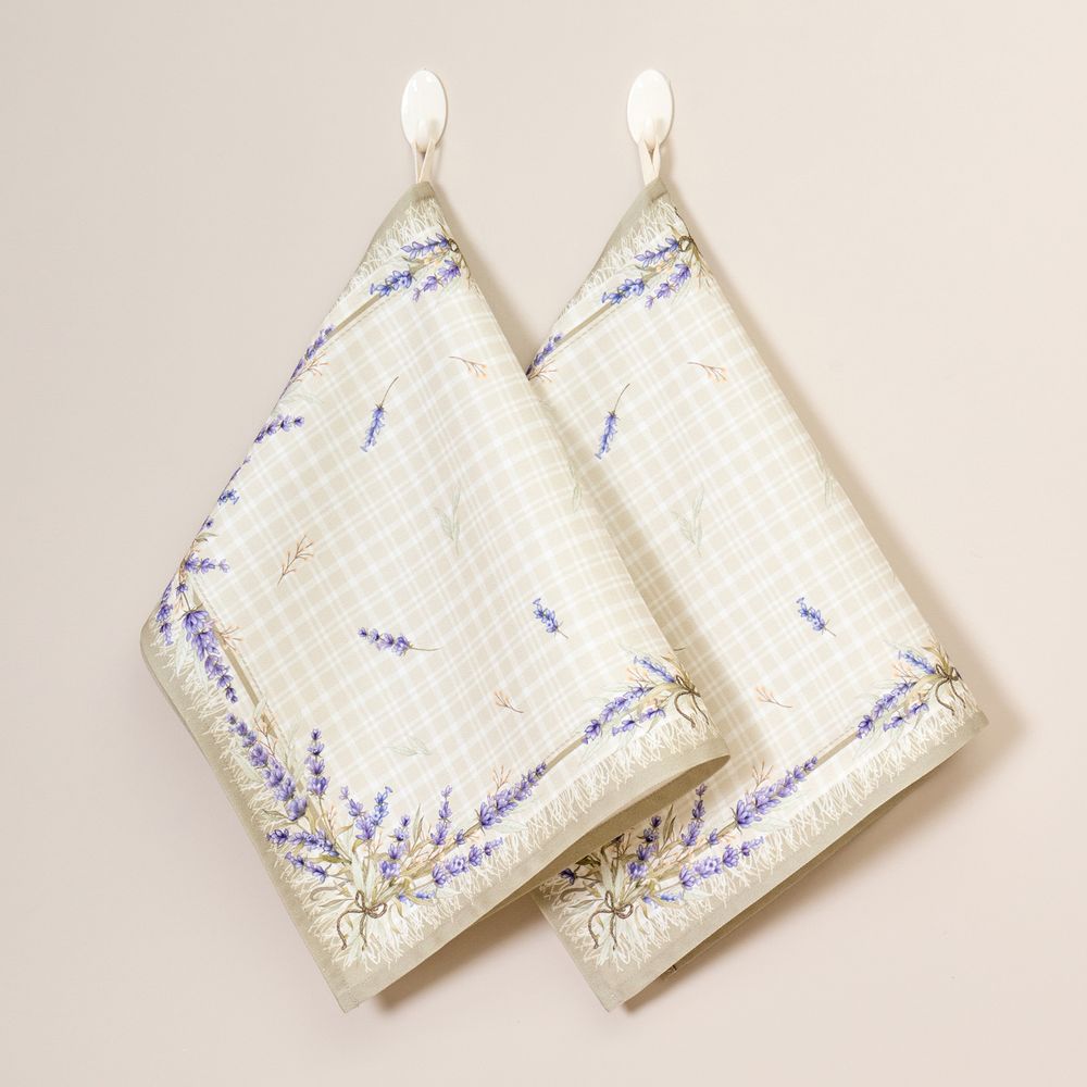 НАБОР ПОЛОТЕНЕЦ ИЗ 2-Х ШТ "ДУША ПРОВАНСА",40Х60СМ, 100% ХЛОПОК,ТВИЛ,КЛЕТКА