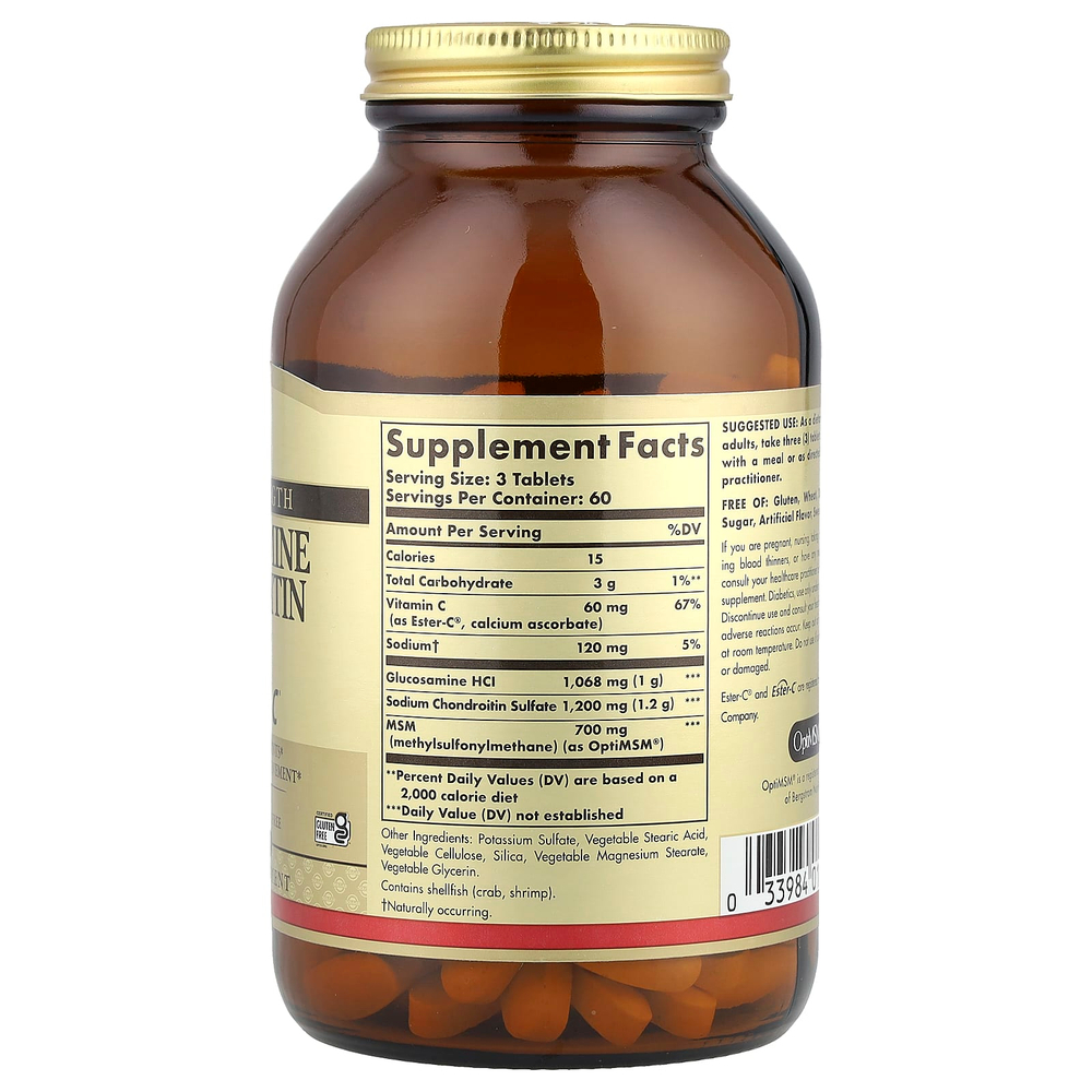 Solgar, глюкозамин, хондроитин и МСМ с Ester-C, 180 таблеток