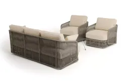 "Альбано" лаунж-зона 5-местная плетеная из роупа (веревки), каркас алюминиевый светло-серый, роуп серый меланж