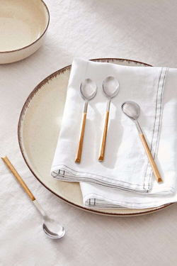 ZARA HOME НАБОР ИЗ 4-Х ДЕРЕВЯННЫХ ЛОЖЕК С РУЧКОЙ, КОРИЧНЕВЫЙ