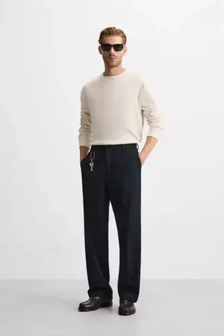 ZARA ФУТБОЛКА ИЗ РИФЛЕНОЙ ТКАНИ, ЖЕЛТОВАТО-БЕЛЫЙ