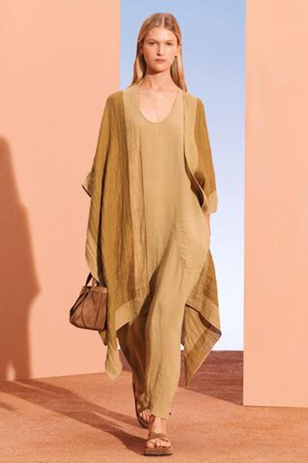 ZARA ПОНЧО ИЗ 100% ЛЬНА, БЕЖЕВЫЙ