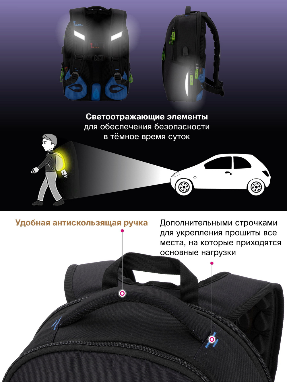 Рюкзак GROOC 14-063 + мешок + сумка-пенал