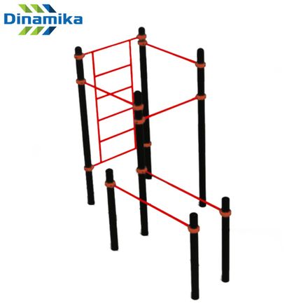 Шведская стенка, 3 перекладины и брусья круглый профиль D89