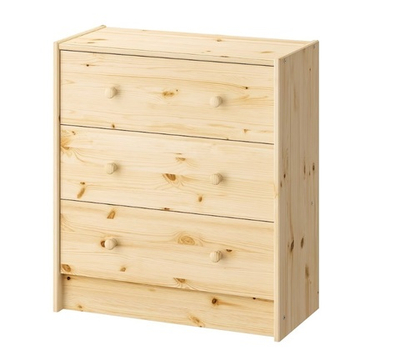 Комод деревянный Rast Раст 3 ящика, массив сосны