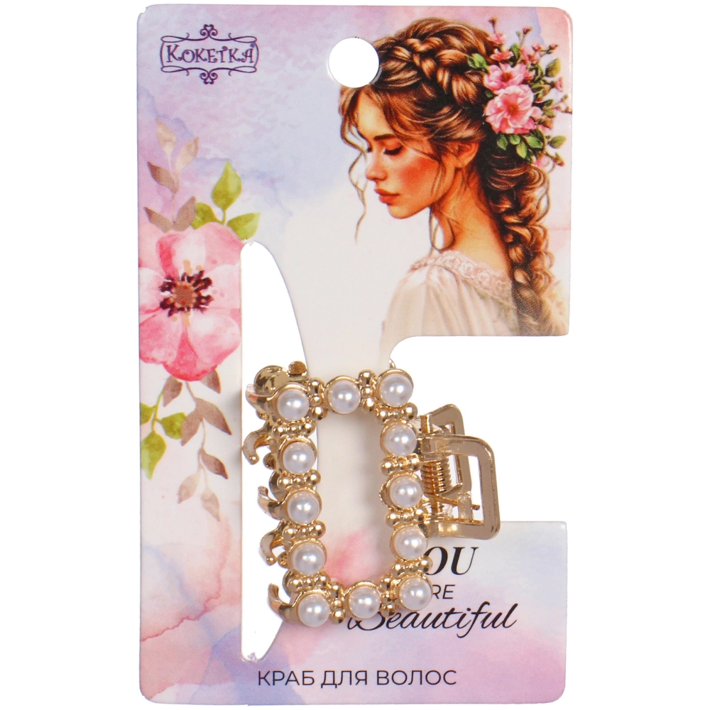 Заколка - крабы для волос на блистере 1шт «PREMIUM», монако, цвет серебро и золото, 2.5*2.6см