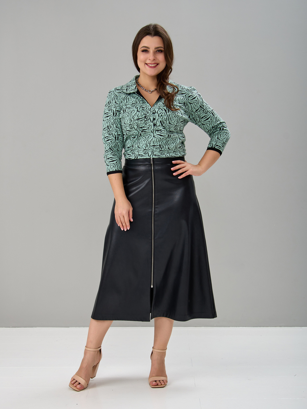 Блузка БЛ-015/шалфей-зебра