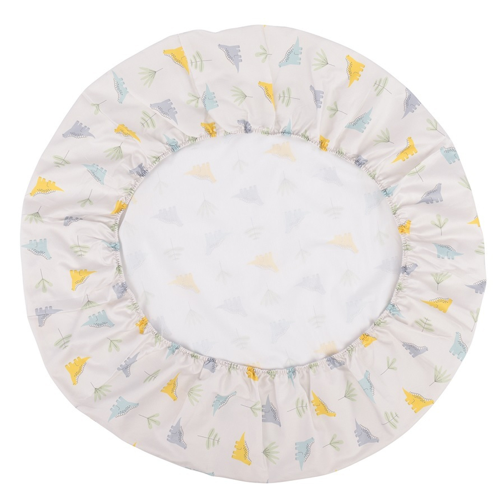 Простыня круглая на резинке из сатина с принтом dinosauria world из коллекции tiny world, 75х75х20см