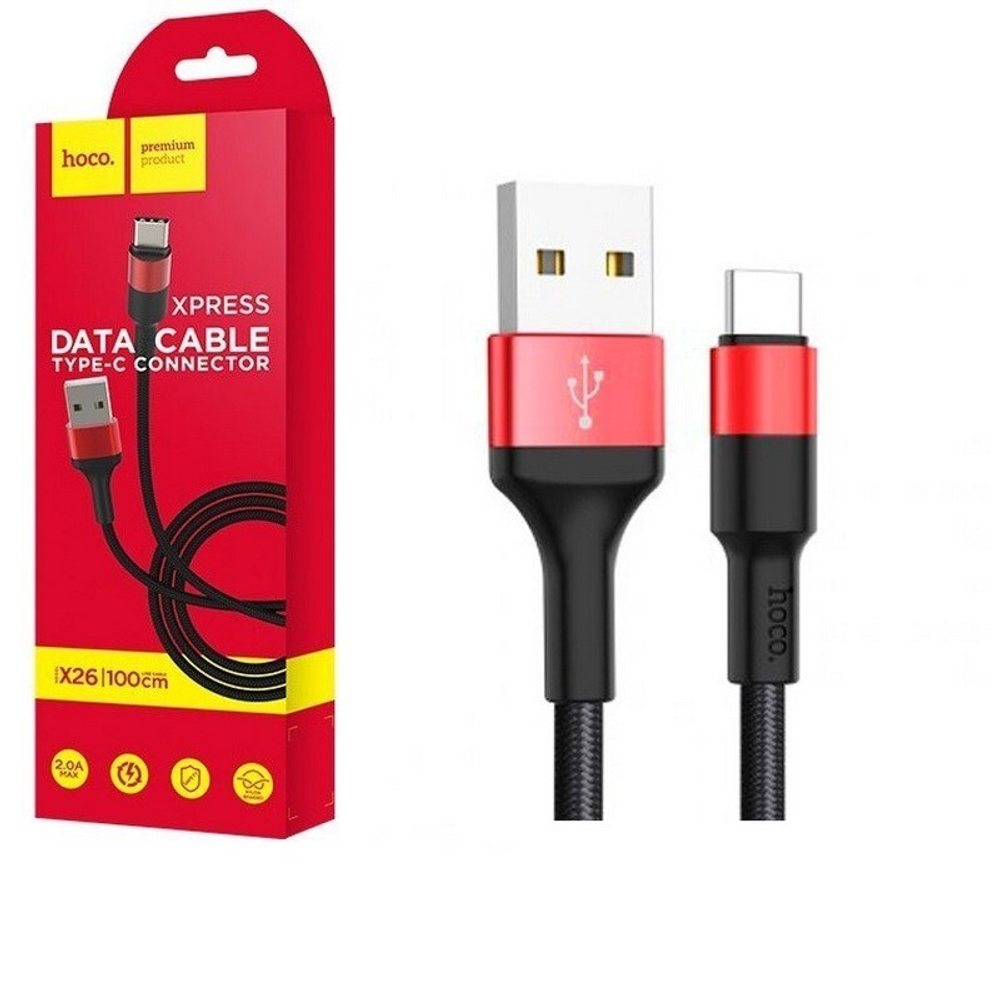Кабель USB - TypeC HOCO X26 (черно-касный) 1м