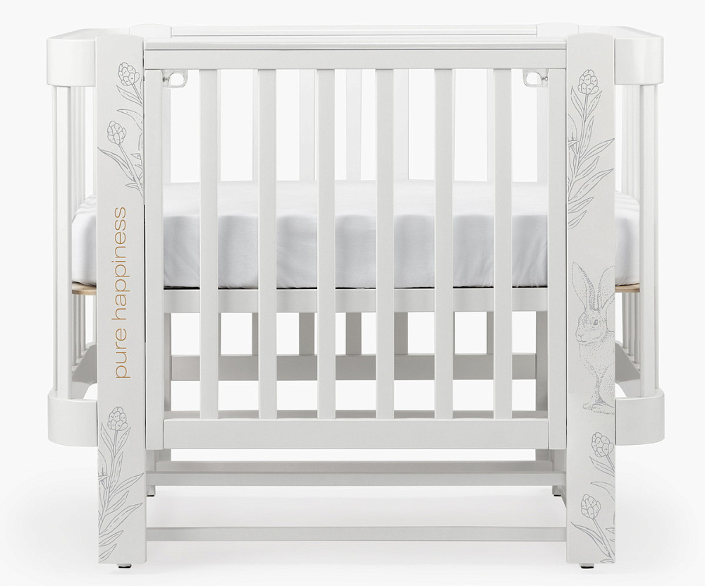 Детская кроватка-трансформер Happy baby Mommy Love в комплекте с расширением 160х70 white