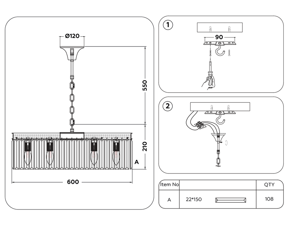 Ambrella Подвесная люстра с хрусталем Traditional TR5097
