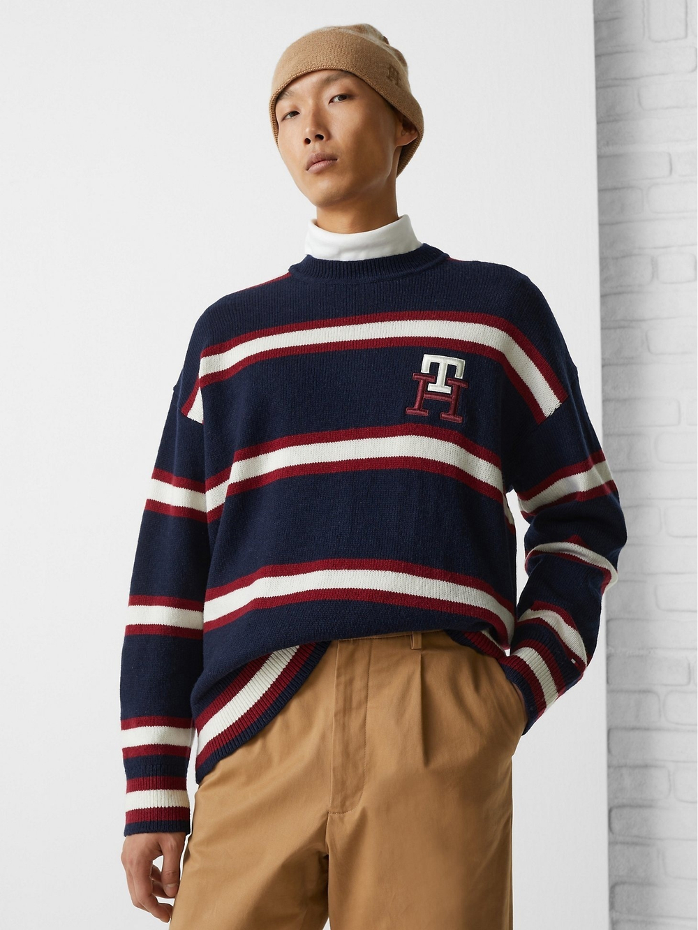 Свитер Tommy Hilfiger TH Monogram Stripe Wool Desert Sky