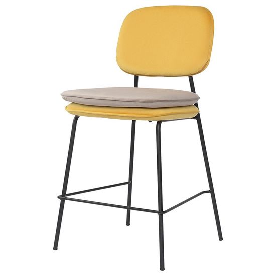 Стул полубарный pea, велюр, желтый/бежевый