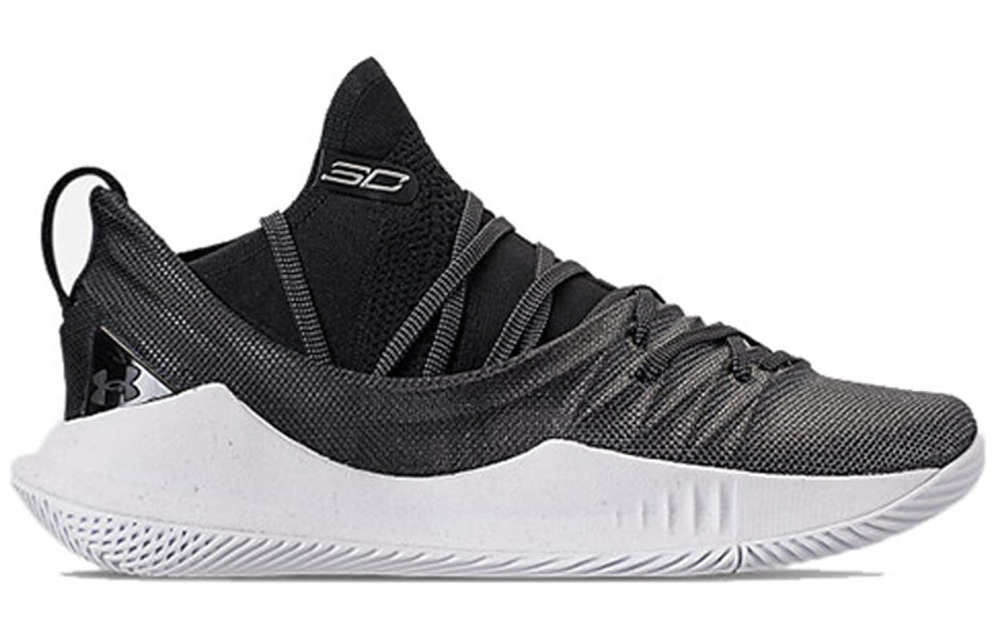 Under Armour Curry 5 Pi Day Black Curry 5 shock absorption non-slip low-cut actual combat basketball shoes men's black and gray