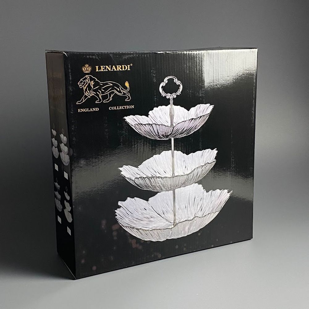 Lenardi 200-164 Трехъярусная этажерка в под.уп.(х8)Стекло