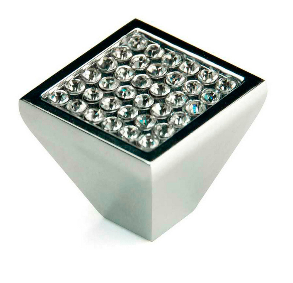 Ручка мебельная кнопка EDSON 2501 CHROME CRYSTAL