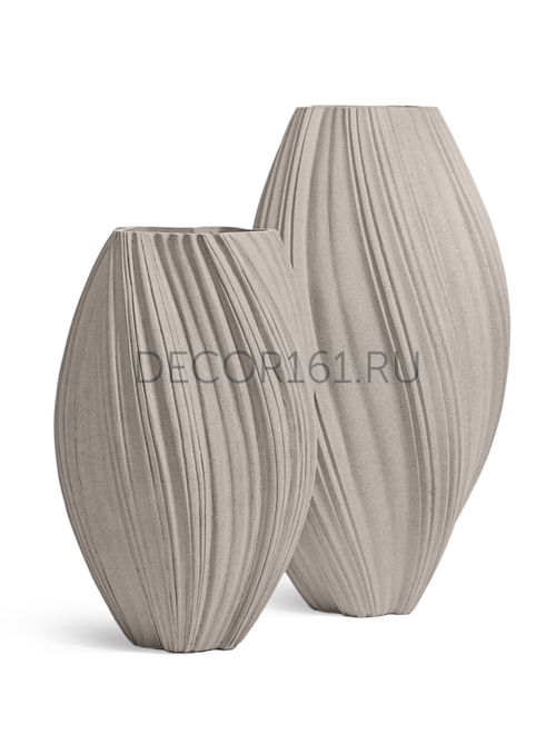 Кашпо-ваза TREEZ Effectory Dune Высокая дизайн-ваза Белый песок д-30 см, в-52 см 1/1 41.33-16-23-101-BE-052