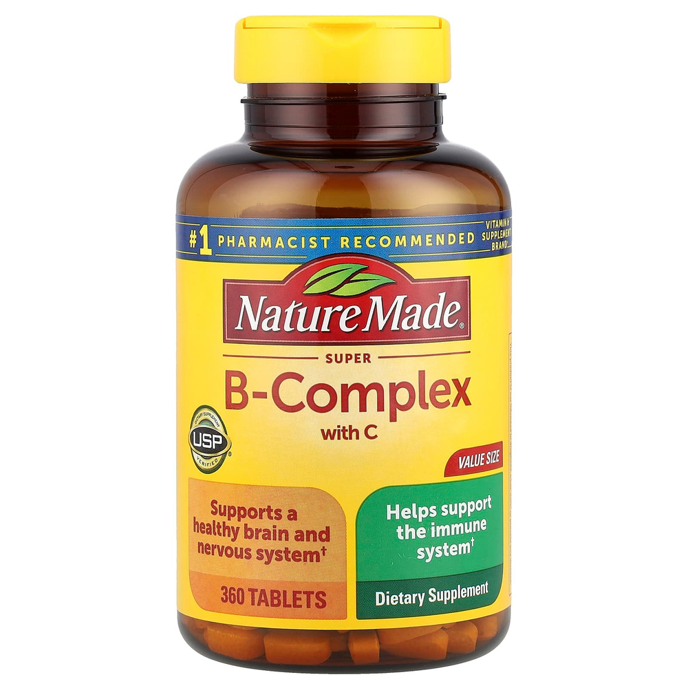 Nature Made, Super-B Complex с витамином C, 360 таблеток