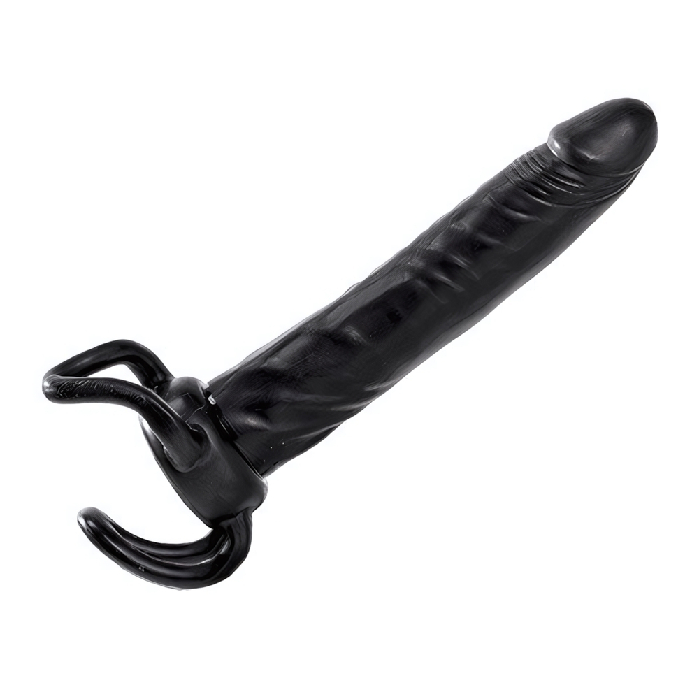 Чёрная насадка-фаллос для двойного проникновения INFLATABLE DILDO SLIM DONG - 13,5 см. (Цвет: черный)