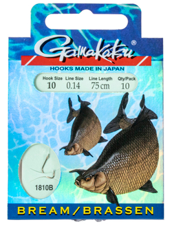 Крючки с поводком Gamakatsu Booklet BR. FEEDER 1810B разм. 10-0.14мм 75см 10шт.