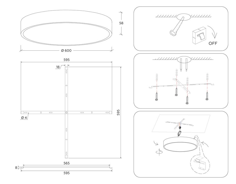 Ambrella Потолочный светодиодный светильник Air Alum FV5538