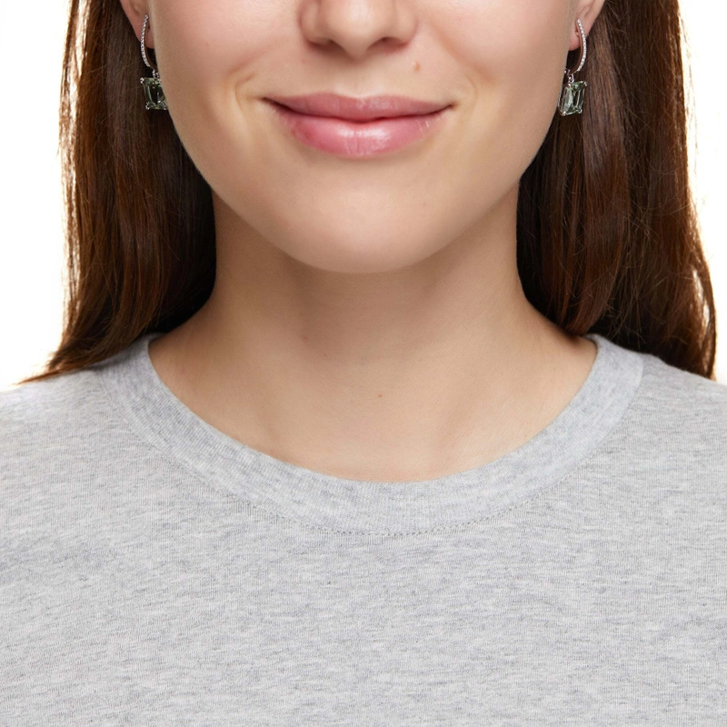 Серьги Багет с Зелёным Аметистом