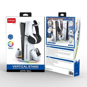 PS5 Подставка для консоли и двух геймпадов, с функцией подзарядки (PEGA PG-P5S045H)