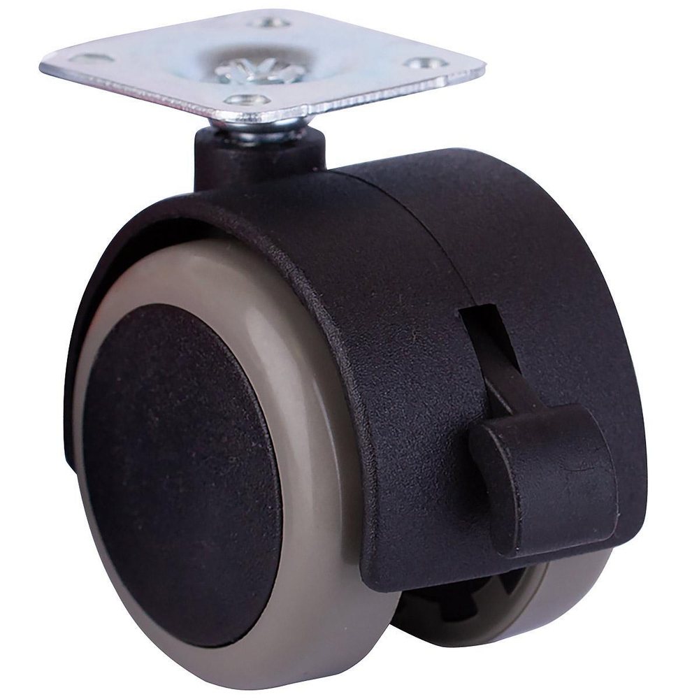 РОЛИК СТРОЙБАТ ДВОЙНОЙ НА ПЛОЩ СО СТОПОРОМ СЕРЫЙ 50ММ 556080