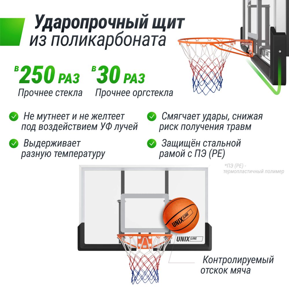 Баскетбольный щит UNIX Line B-Backboard 48&quot;x32&quot; R45