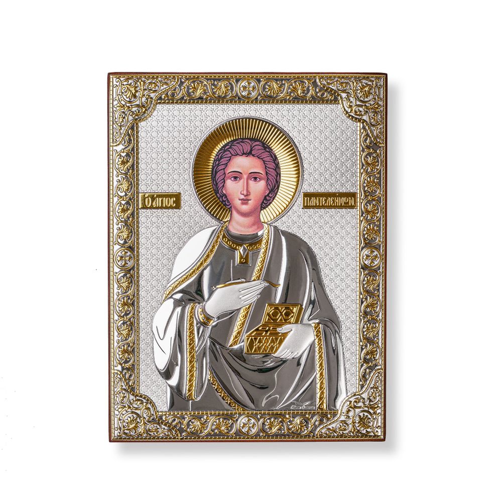 Пантелеймон, икона прямоугольная без рамки, красное дерево 150х200