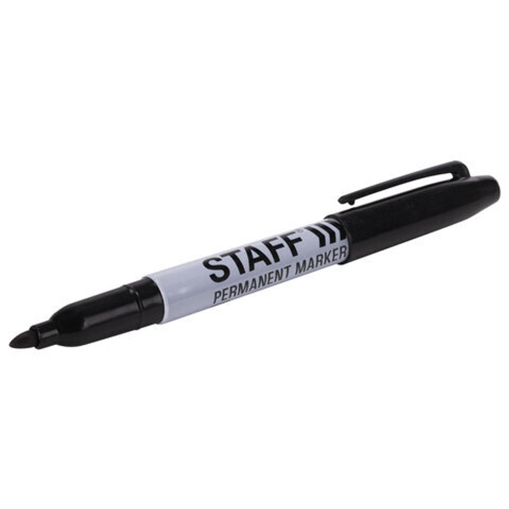 Маркер перманентный (нестираемый) STAFF "EVERYDAY" PM-233, ЧЕРНЫЙ, эргономичный корпус, круглый наконечник, 2 мм, 151233