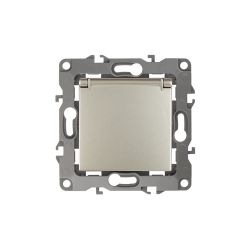 Розетка ЭРА Серия 12 12-2103-04 с заземлением 2P+E Schuko со шторками с крышкой 16A-250В IP20 шампань | Эра 12