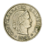 Switzerland, 5 Rappen, 1953 – Libertas Series, VF