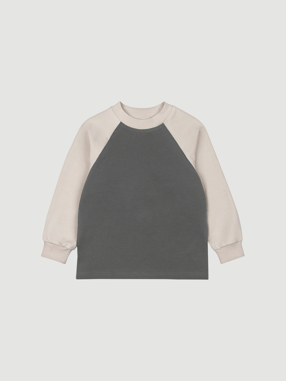 Свитшот прямой Mjölk Steel Grey/Beige, с рукавом реглан