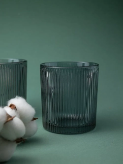 Набор ребристых бокалов для виски, 350 мл. 6 шт. черные