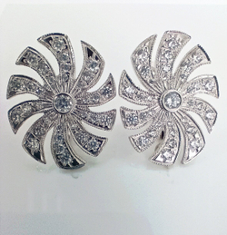 Серьги серебряные Эстерелла, проба 925, родированные, с фианитами/Ф